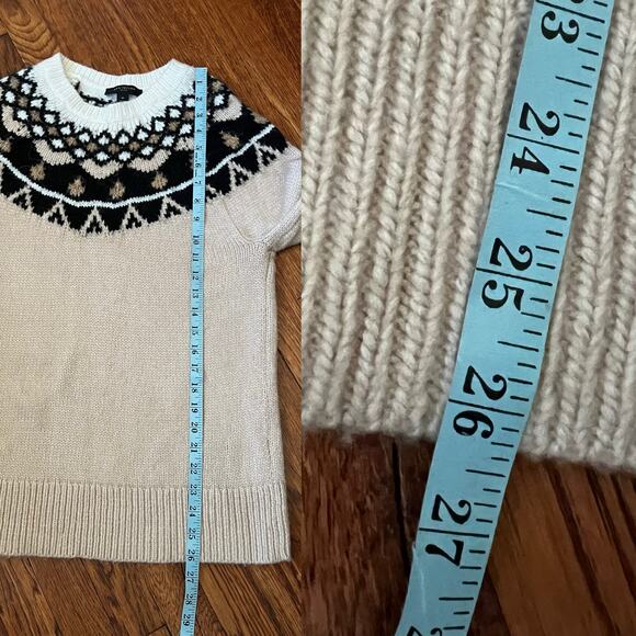 Anne Taylor Cream & Beige Icelandic Fair Isle Sweater Size MP Chunky Coastalchic - Picture 13 of 17